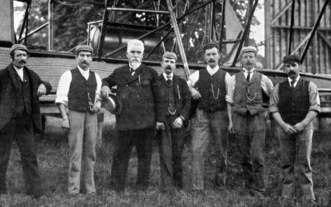 Hiram Maxim (middle) with Crew, Baldwyns Park, 1894 | Bexley Local Studies & Archive Centre