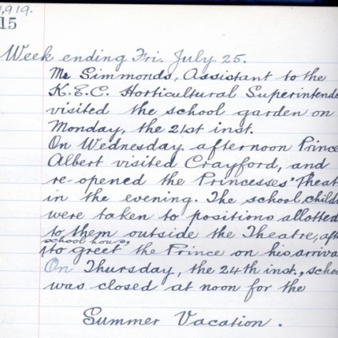 1279014252_log-book-of-st-paulinus-school-1919 Log book of St Paulinus School, 1919 | Bexley Local Studies & Archive Centre