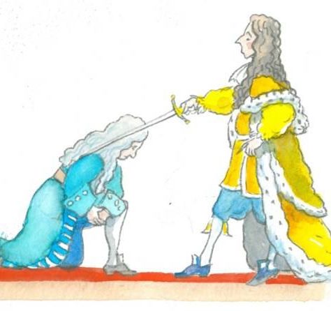 William of Orange knighting Shovell aboard the Edgar by Michael Foreman. For his loyalty, King William knighted Shovell after the battle, making him Sir Cloudesley. | William of Orange knighting Shovell aboard the Edgar by Michael Foreman.