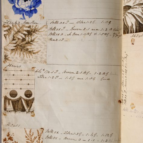 22-Crayford_Inv-x10 22. Block-printed proofs on paper for flounce patterns to be printed on muslin, 1859
