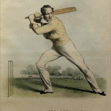 B11-Crayford_Cricketer-by-Watts B.11Coloured lithograph of cricketer from an album assembled by the Swaisland design studio