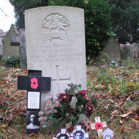 Friday11November-11 Epitaphs written and placed on the graveyard of William White by children from St Paulinus C>E> Primary school and St Josephs Catholic Primary School.