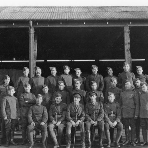 Ground crew Ground crew pose in front of the transport sheds at Joyce Green. These were adjacent to the Parade ground. | Kent County Council Dartford Library