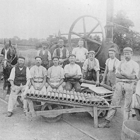 brickmakers1900 Brickmakers, 1900. Man stand and sit in front of a traction engine.